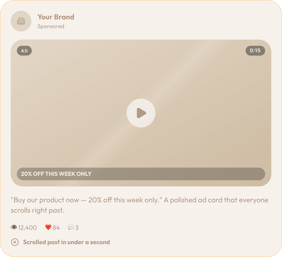 Sponsored brand post with limited engagement